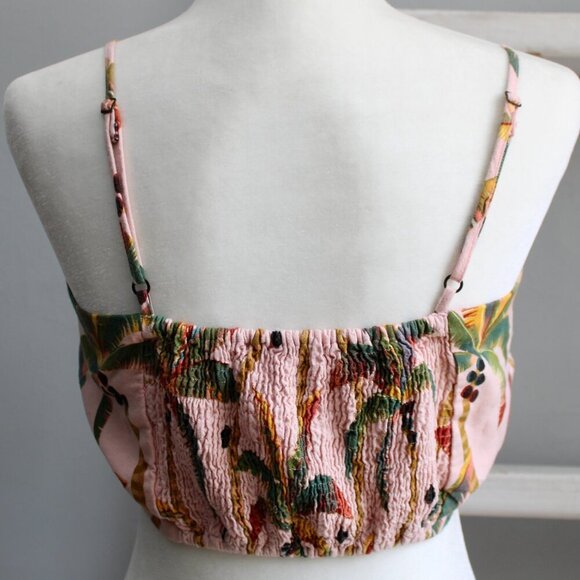 Farm Rio Pink Samba Dos Coqueiros Printed Linen Crop Top Size Medium NWT - Picture 3 of 12